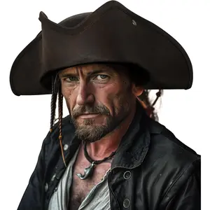 Pirate Hat Distressed Colonial Style Tricorn Hat for Adult Halloween Costume Accessory Pro