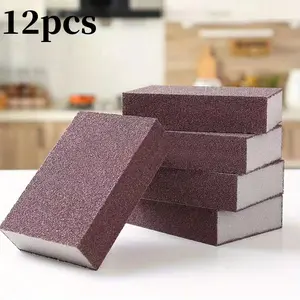 12pcs Dual-Sided Sand Sponge Blocks, Woodworking Furniture Polishing Sponges, Kitchen Cleaning Sponges, Multi-Use Abrasion Sponges