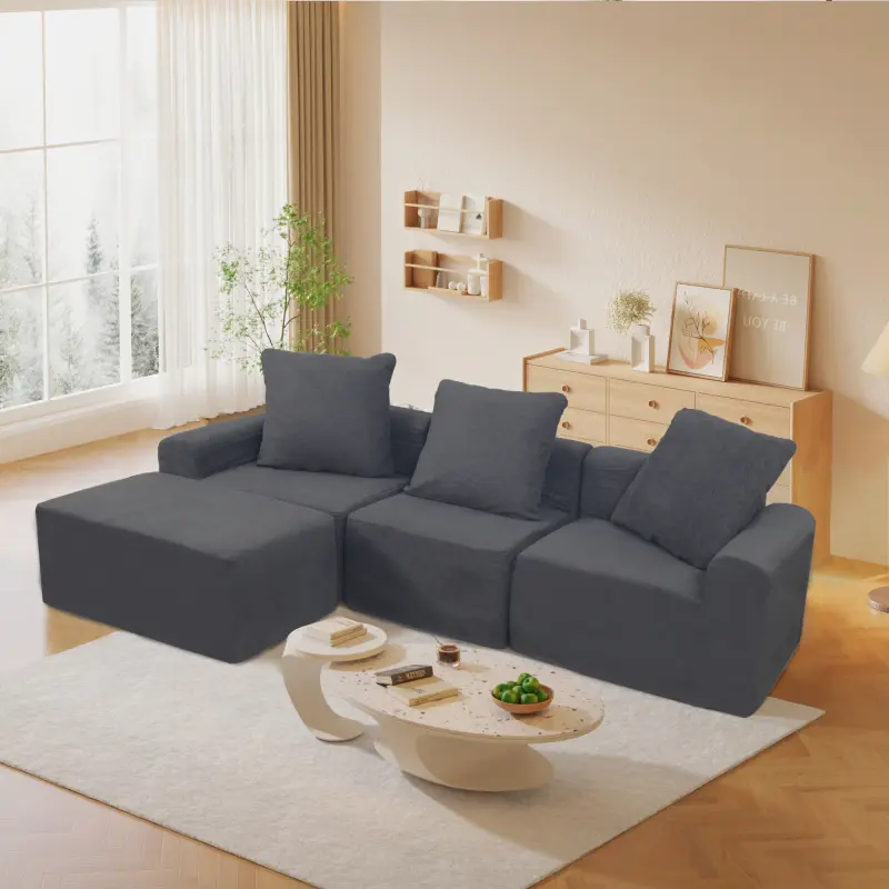 [AURA] Convertible Modular Sectional Sofa Set Popular Microfiber Fabric Compression Sofacozy furniture