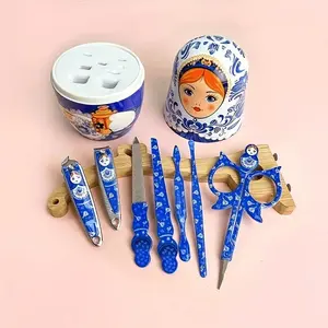 Stainless Steel Russian Nesting Doll Manicure Set, Including Nail Clippers, Beauty Tools, with Decorative Nesting Doll Travel Case, Suitable for Home And Travel Nail Care, Portable, Creative, Fragrance-Free, Nail Technology Supplies