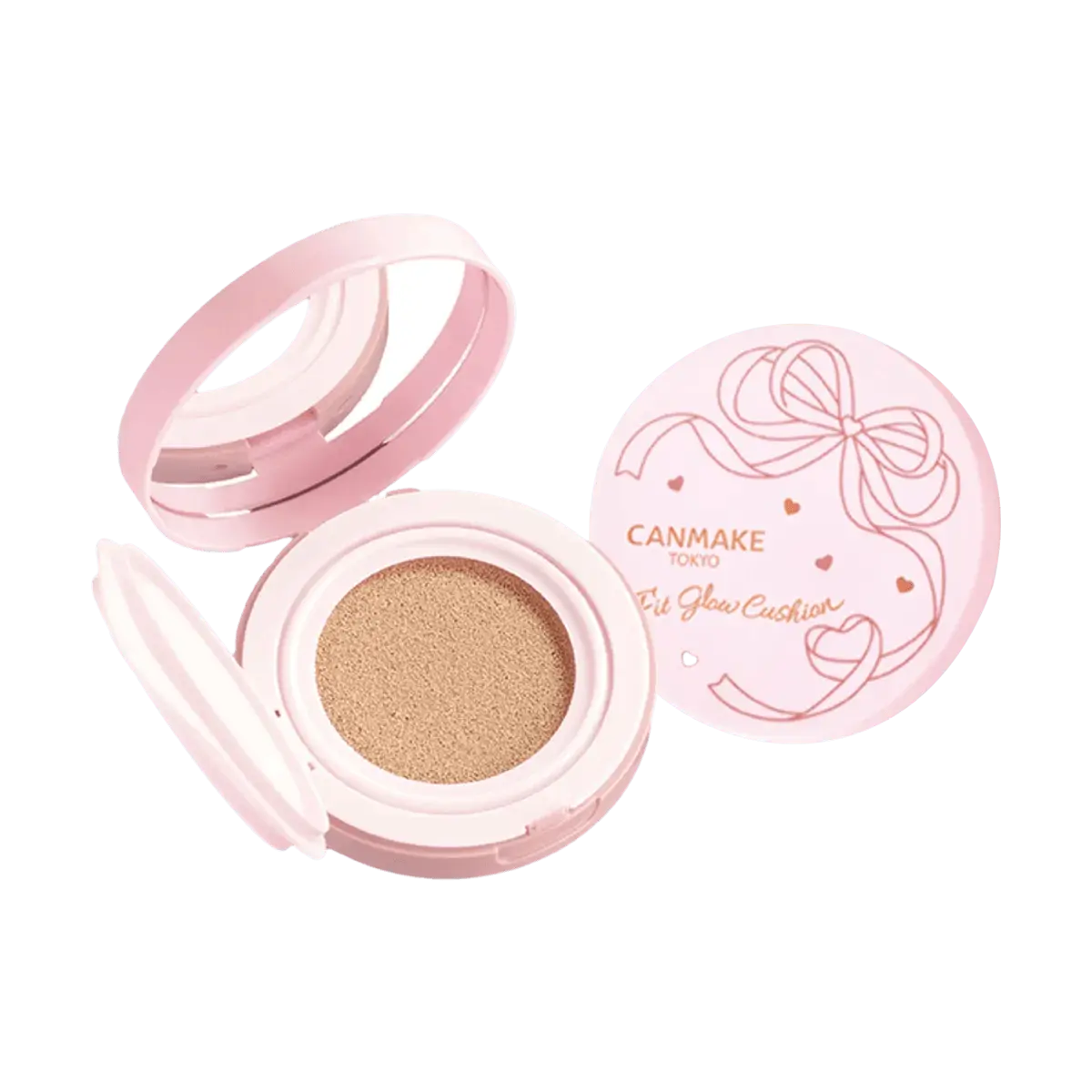CANMAKE Tokyo Skin Fit Glow Cushion Foundation SPF50+ PA+++ Natural Beige #02 - Hydrating, Pore-Minimizing, Waterproof, Sweatproof, Oil Control
