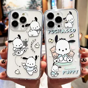 Sanrio Pochacco Happy KT Cat Cute Phone Case For iPhone 17 Pro Max Air 16 15 14 13 12 11 Pro Max 7 8 Plus SE XR XS MAX & Samsung Galaxy S25 Ultra S24 S23 S22 S21 Plus  Y2K Anti Fall Back Cover