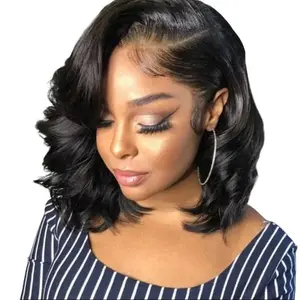 Honey Blonde Highlight Bouncy Loose Body Wave Glueless 13x4 Frontal Lace Wig 100% Human Hair