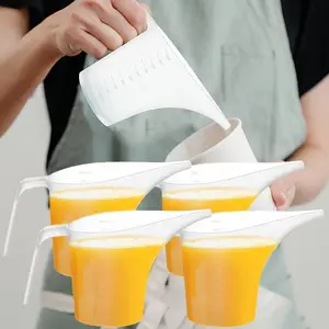 4 Pack Plastic Funnel Pitcher, Measuring Cup with Long Spout, Large Capacity Easy Pour Cup, Perfect for Bakeware Mold, Oils, Watering Plants(1000ml)