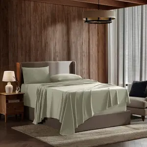 Nestl 4 Piece Full Bed Sheet Set, Deep Pocket Extra Soft Microfiber Full Sheets - Light Sage