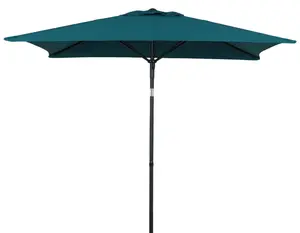 Mainstays Outdoor 6 x 7.5' Rectangle Teal Market Patio Umbrella, Push-Up, 3-Angle Tilt