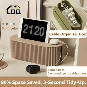 1 Multi Scene Cable Management Box with Lid Durable Desktop TV Wire Organizer Scratch Proof Storage Case for Power Strips Chargers Home Office Supplies