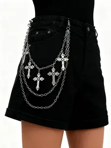 Punk Pants Chain Hip Hop Cross Sword Star Rivet Charm Layered Jeans Chains Wallet Chain Vintage Rock Chains for Women Men Halloween Jewelry Clothing Accessories