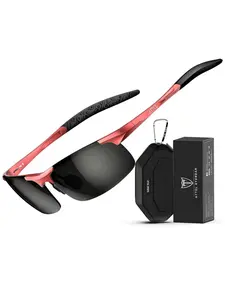 ATTCL Men's Sport Polarized Sunglasses, UV400 100% UVA & UVB Protection, Ultra-Light 0.71 oz Aluminum-Magnesium Alloy Wrap Around Frame, Ideal for Golf, Fishing, Driving, Running, Outdoor Sports Sunglasses with Cleaning Cloth & Case