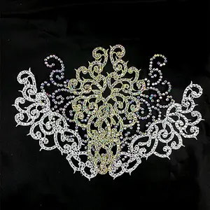 zsbszc New Mirror pair embroidered patch gold silver black bud silk diamond applique sewing dancedress cloth accesory ZA006