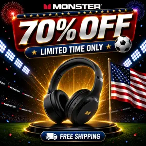 MONSTER Noise Cancelling Headphones, Bluetooth 6.0Wireless Over-Ear Headphones, Long Playtime, Deep Bass HiFi Sound, Comfortable Foldable Design, Built-in Mic, Compatible with iPhone, Android, Laptop & PC for Home Office Calls-SummerWins - DealsForYouDays