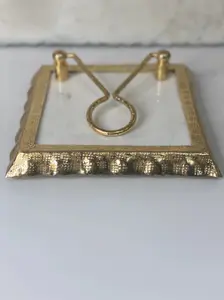 GOLD RUFFLE MARBLE NAPKIN HOLDER