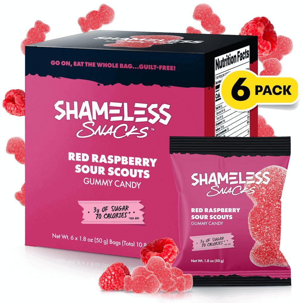 Raspberry Sour Scouts Candy Snack Sweet - Low Sugar, Carb, & Calorie Indulgence Bonbon Fruity Bonbon Fruity Gummy Treats