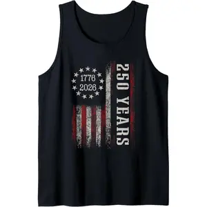 250 Years of Freedom 1776 2026 American Flag 4 July Vintage Tank Top