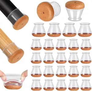 24 Pcs Chair Leg Floor Protectors, Silicone Chair Leg Protectors Caps Covers for Hardwood Floors, Furniture Pads Sliders with Wrapped Felt Bottom