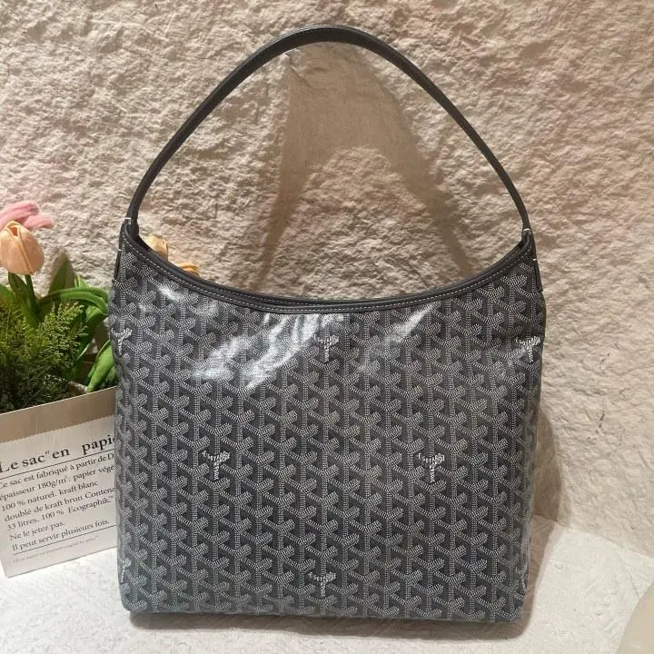 Pre-owned Goyard Bohème Hobo Grey Goyardine Canvas Bag with Pouch 21723235