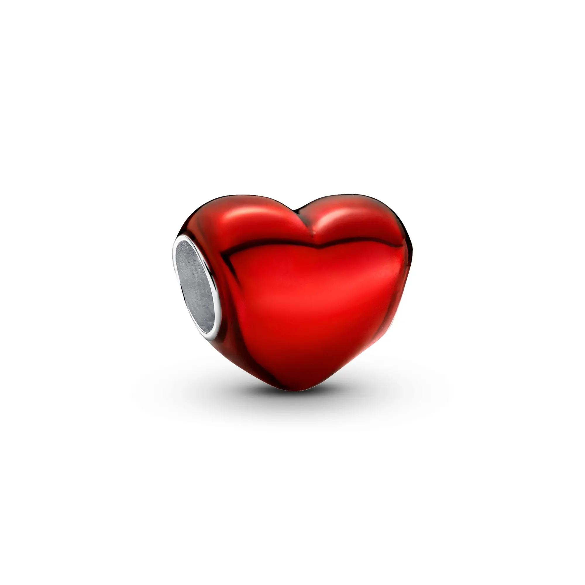 Pandora Metallic Red Heart Charm 793337c02, Hand-Applied Transparent Red Enamel, Enamel Detail, Hand-Applied Enamel