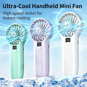Portable Handheld Fan, LED Display, 5000mAh Rechargeable Battery, 3-Speed Touch Control, Popular Handheld Turbo Fan, Personal Fan for Travel, Camping, and Office Use