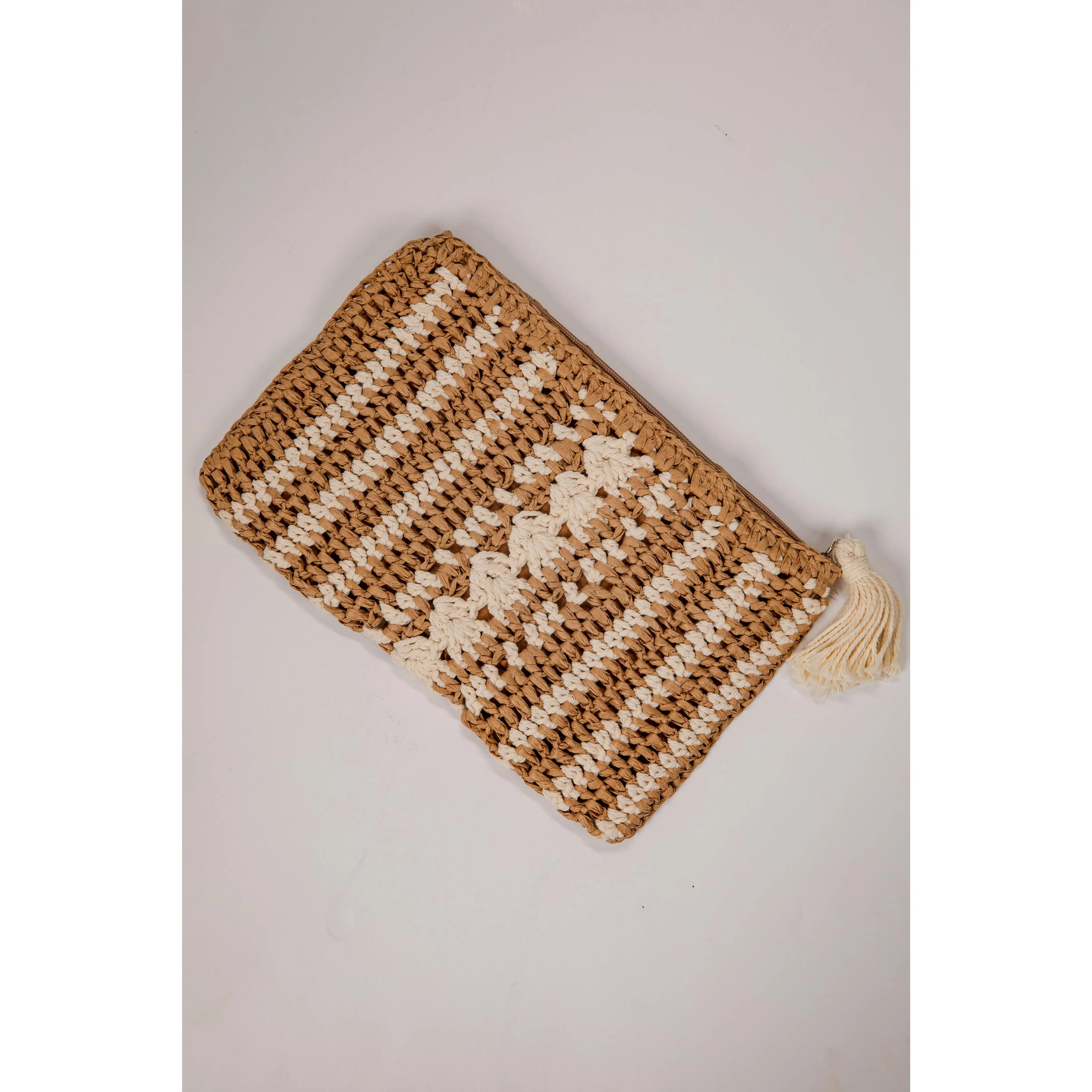 Naturally Easy Khaki Straw Clutch