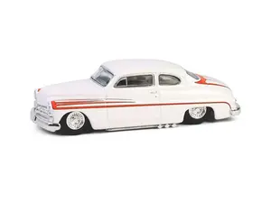 1950 Mercury Eight Coupe - Matte White w/ Metallic Orange Scallops (California Lowriders Series 6) Diecast 1:64 Scale Model - Greenlight 63070B