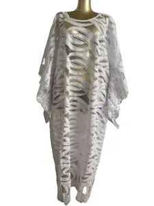 Women's Elegant White Lace Boubou Long Sleeve Maxi Dress