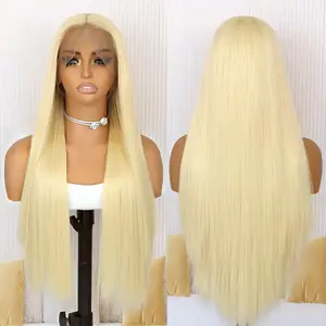 Blonde Front Lace Synthetic Wig for Women - 26” Straight Hair, 13x4 Lace, Synthetic Fiber, Heat-Resistant, Glueless Cap, Perfect for Parties, Weddings & Everyday Use