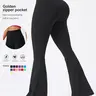 Uncia Active Women's Activewear Leggings High Waist, Flare Style, Elastane Fitted with Gold Zippered Pocket, 29.5 In Inseam, for Yoga, Fitness & Summer.,outdoorfun