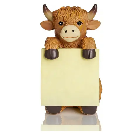 Highland Cow Pop-Up Sticky Note Dispenser, Includes 3x3 Inch Super Sticky Notes, 100 Sheets, Resin Cute Handmade Desk Stand, Desk Accessory, Stationery, Fun Desk Supplies, Office Accessories, Cute Office Supplies For Work