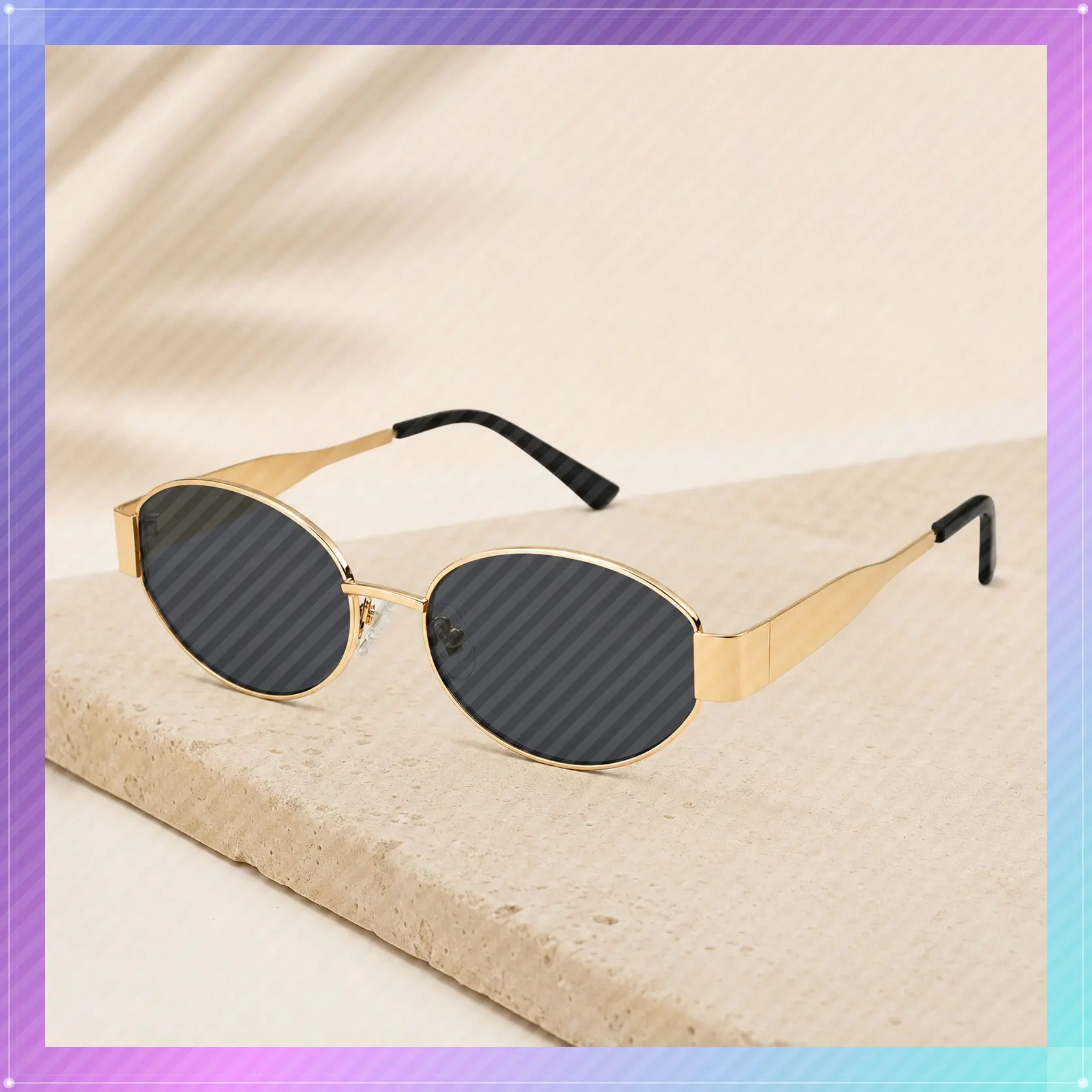 SOJOS Retro Oval Sunglasses for Women Men Trendy Sun Glasses Classic Shades UV400