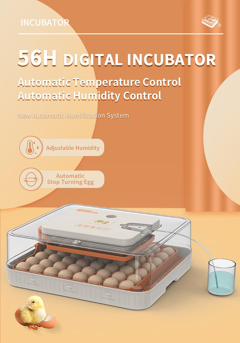 56 Egg Incubator for Hatching Eggs, Egg Incubators with Automatic Egg Turning, Temperature and Humidity Control, Egg Candler, Automatic Water Bottle Refill, Incubator for Chicken, Ducks, Goose