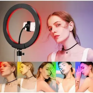 10" RGB Selfie Ring Light with 76" Tripod Stand & 3 Phone Holders – Adjustable Lighting for Live Streaming, Makeup & Video Content
