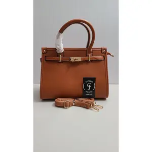 Turn Lock Handbag Style #1 Yellow PU Leather Plain Design with Adjustable Strap & Zipper Pockets