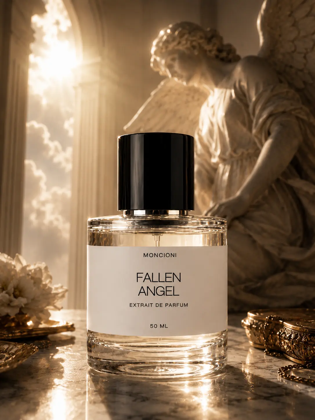 Moncioni Fallen Angel Extrait de Parfum - Unisex Perfume with Cognac, Cinnamon, Oak, Vanilla Scents - Long-Lasting Fine Fragrance Liquid, Eau de Parfum Spray Unisex Fragrance