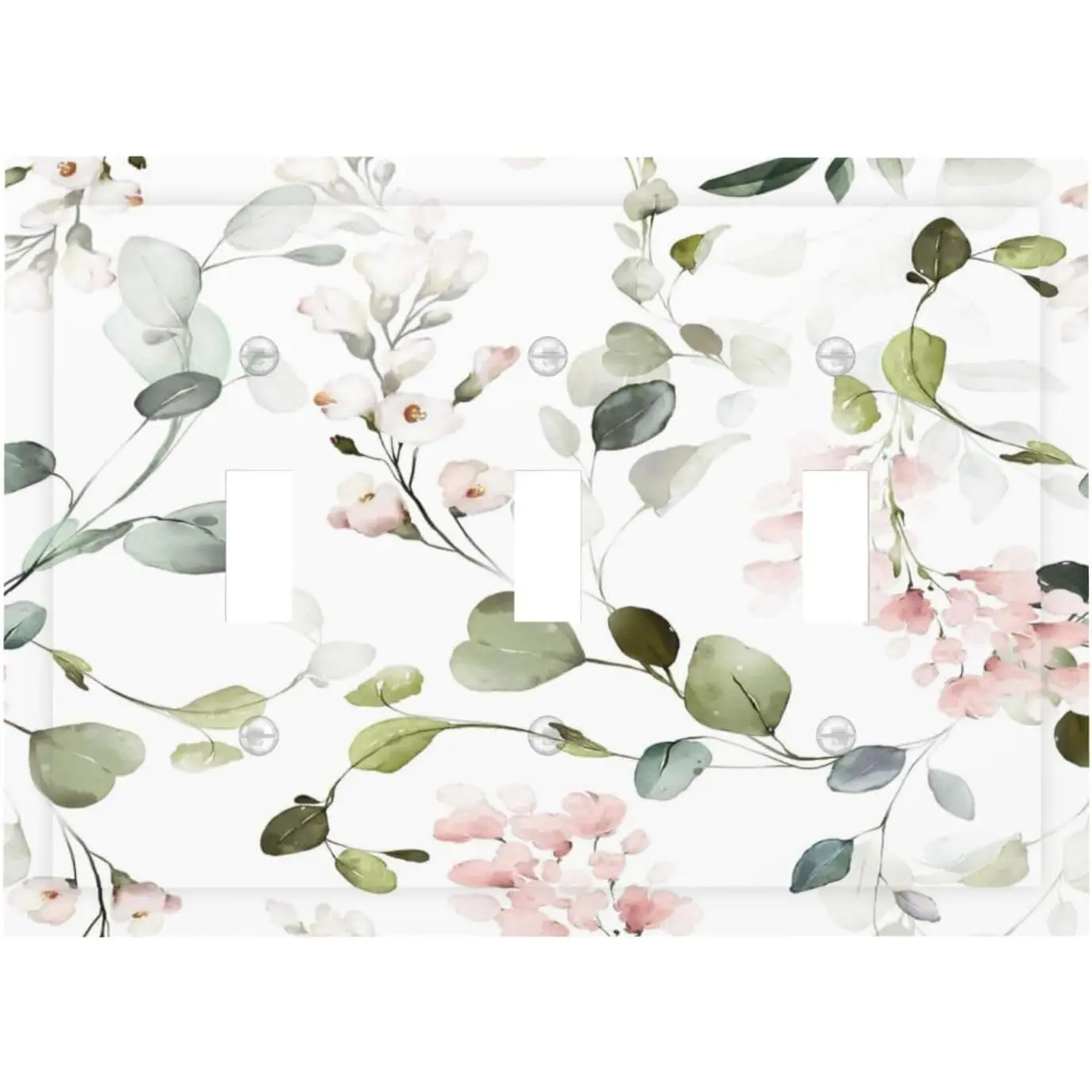 Watercolor Boho Fresh Green Leaves Flowe