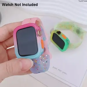 Cute Silicone Watch Band & Case Set – Fashionable Strap + Case (Hollow-OutProtective Cover), Fits Apple Watch Series 1–9/SE, Smartwatch Accessory Set for Summer Rotation