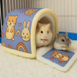 Cute Cartoon Hamster House, Plush Winter Warm Hamster Bed, Golden Syrian Hamster Sleep Nest, Dutch Pig Cozy Shelter