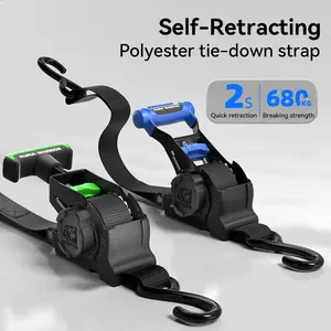 Novupow 1"X10' Retractable Ratchet Tiedown Straps, 1500lb Max Break Strength For Truck, Cargo Trailer Novupow 1"X10' Retractable Ratchet Tiedown Straps, 1500lb Max Break Strength For Truck, Cargo Trailer