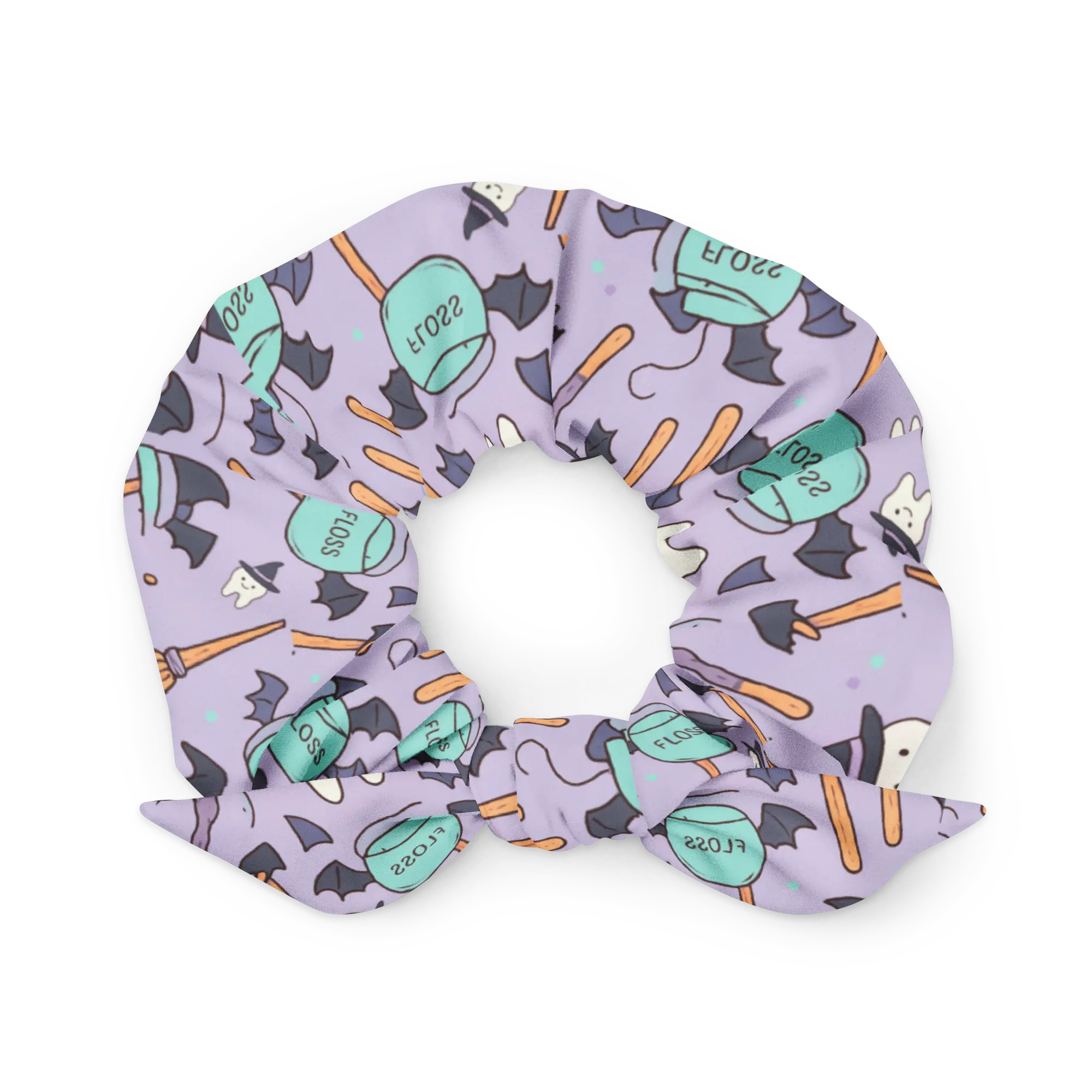 Molar Magic Scrunchie - Lavender Witch Scrunchie with Four-way Stretch Microfiber Fabric Breathable Fast-drying Material One Size Removable Bow Detail Unisex Hair Accessory