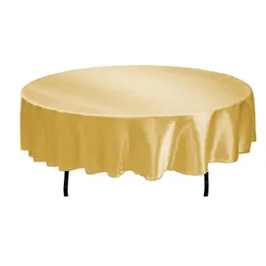 Tektrum 70inch/90inch Round Silky Satin Tablecloth - Premium Fabric - Best for Wedding Party Banquet Events Restaurant Kitchen Dining Decoration - Gold Color