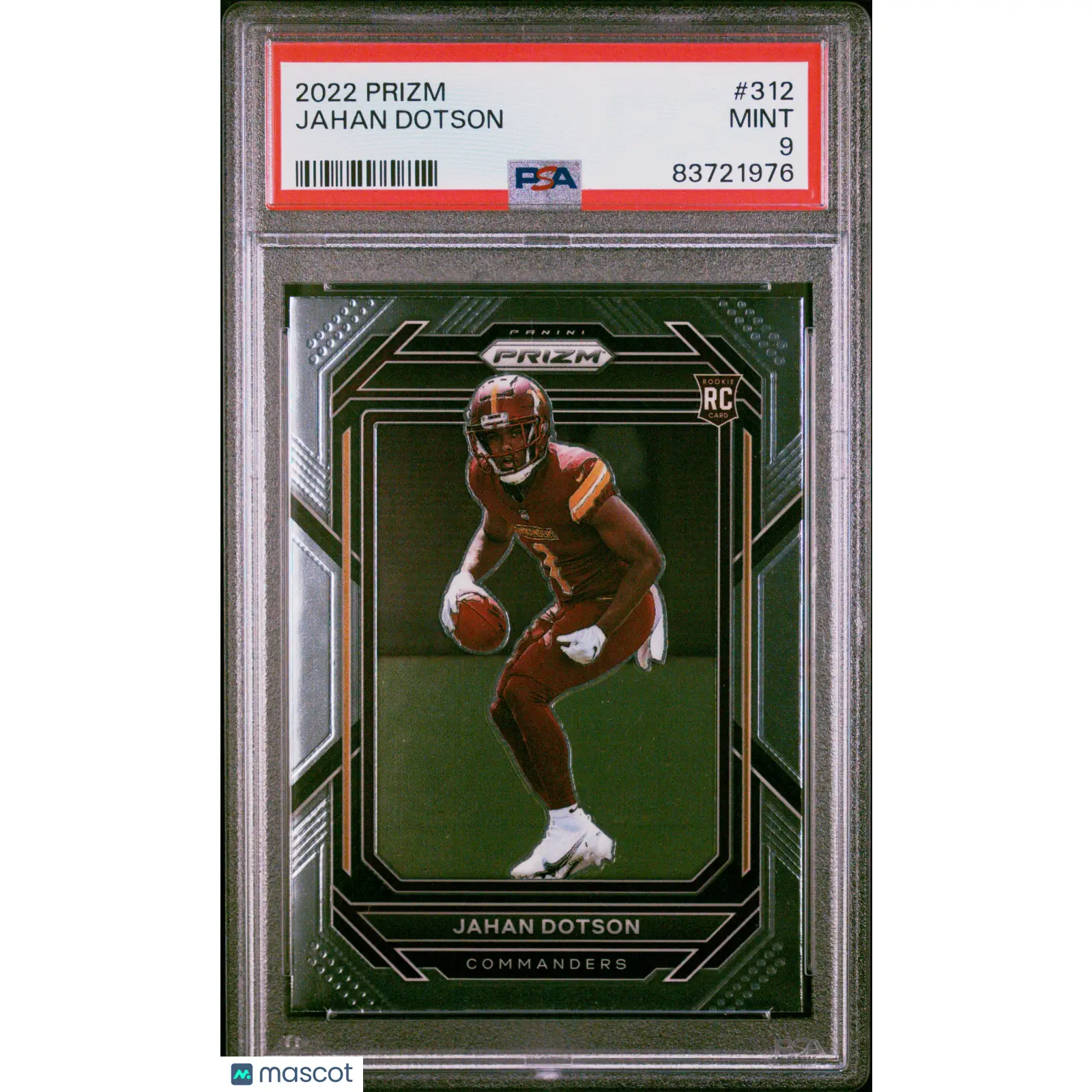 2022 Panini Prizm Jahan Dotson Prizm RC Rookie #312 PSA 9 Commanders