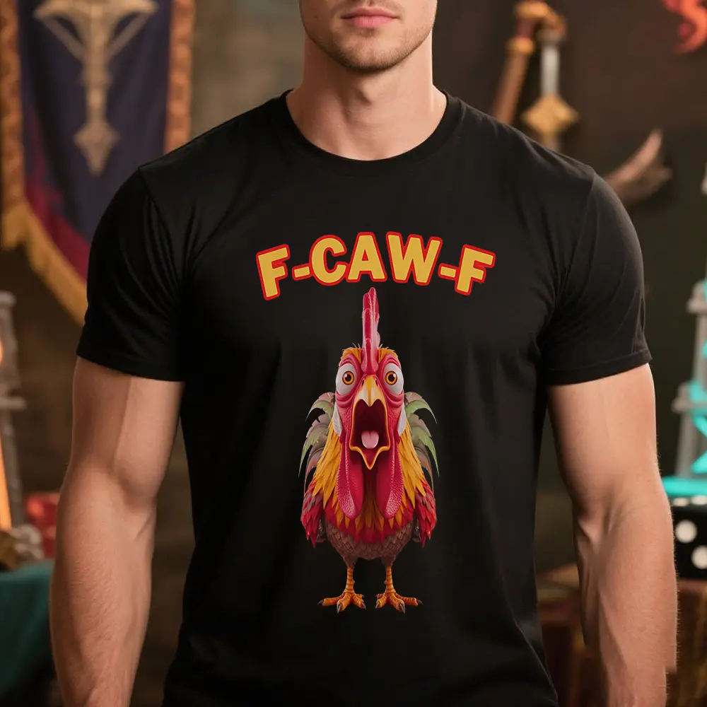 Funny Rooster Sweatshirt – Big Rooster Graphic Sweatshirt with “F-CAW-F” Slogan – Farm Humor Sweatshirt, Gag Gift, unisex sweatshirt