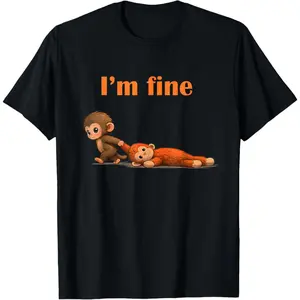 Women's internet meme Graphic T-Shirt - Short Sleeve Crew Neck Regular Fit Casual Wear | Soft & Breathable Fabric, Durable Print, Everyday Comfort, Machine Washable, cartoon a monkey pulling another monkey that is lying on the ground