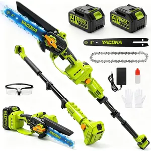Pole Saws for Tree Trimming, 8" Brushless Mini  with Extension Pole, 16FT Max Extendable Reach Extension Pole for Outdoors Trimming Pruning with 2xBatteries, 2-in-1 Design