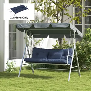 59" Tufted Bench Cushions & Throw Pillows, Replacement Bench Seat Pad, Back & 2 Pillows for Outdoor Furniture, Navy Blue