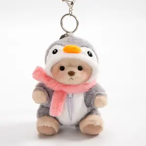 Getahug Grey Penguin Mini Bear Keychain | 5.9 Inches Plush Bag Charm Stuffed Animal Gift