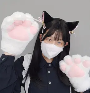 Fashion Cat Ear Paw Gloves Hairband Dance Prom Halloween Cat Ears Headwear Cosplay Cat Ear Anime Party Costume Bell Headwear