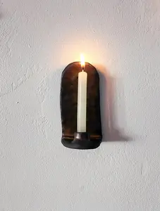 Black & Bronze Ceramic Small Candle Sconce - Elegant Design for Versatile Placement in Any Room