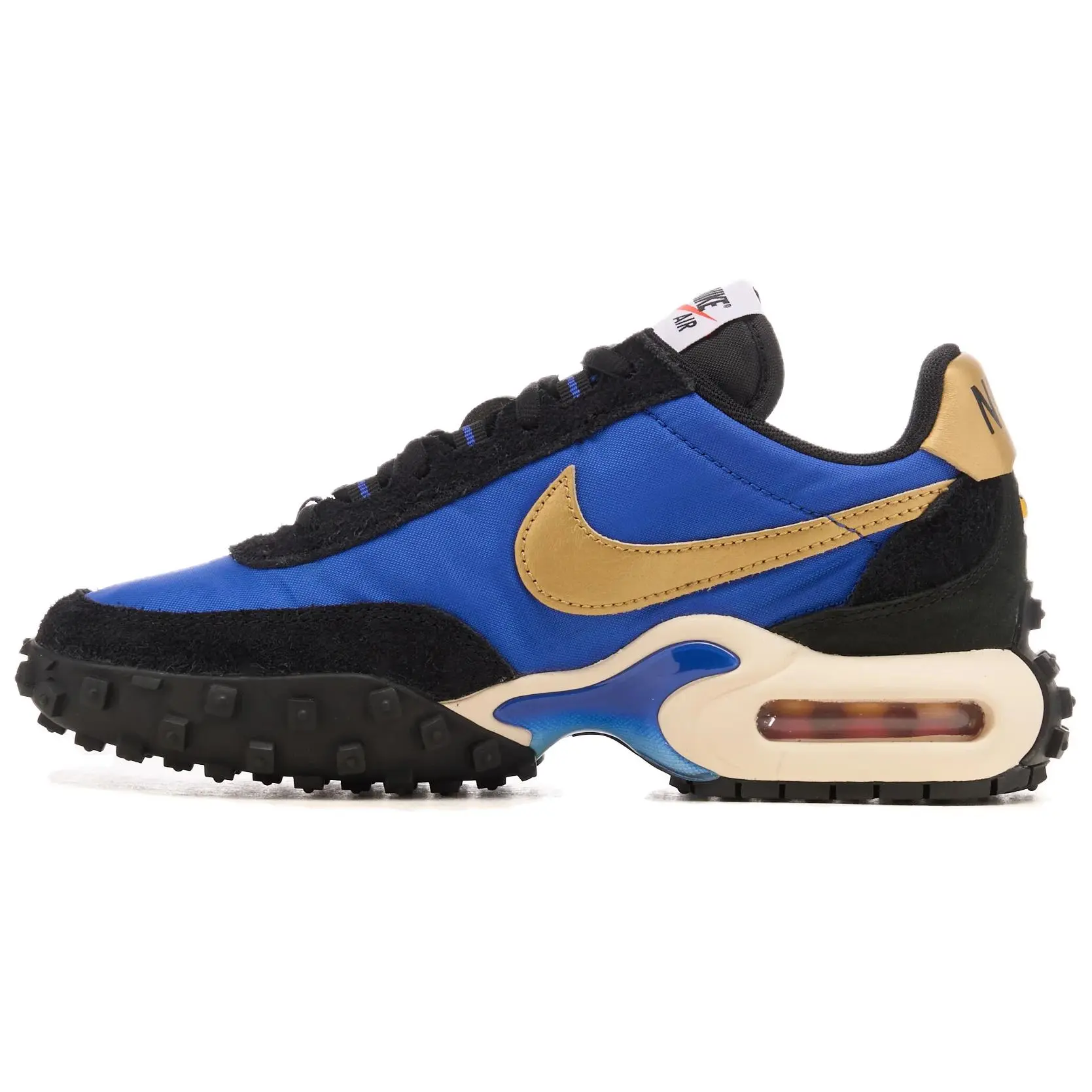 Nike Air Max Waffle Racer Sp Hyper Blue Metallic Gold Versatile Comfort Low Top Casual Running Shoes Men's Black FV6946-400