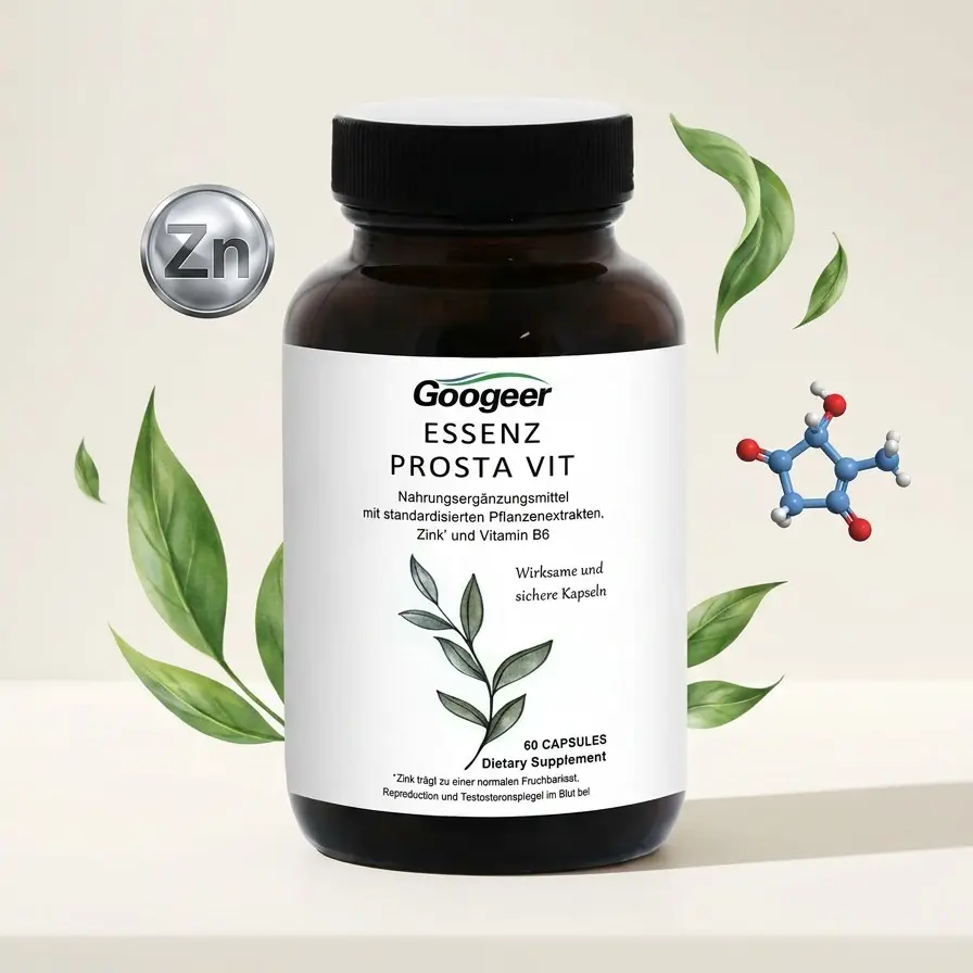 ESSENZ PROSTA VIT Natural Herbal Blend Men’s Vitamin Supplements with Botanical Extracts, Dietary Zinc, Vitamin B6 Capsules, Metabolism Support, Urinary Relief, Daily Nutritional Aid, 60 Capsules, Prop 65 Safe