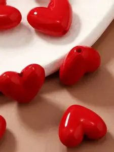 15pcs 3D Acrylic Heart Beads, Shiny Heart Charms, Heart Design Charm for DIY Jewelry Making, Necklace Earring Bracelet Keychain Decorations, Glossy Smooth Finish